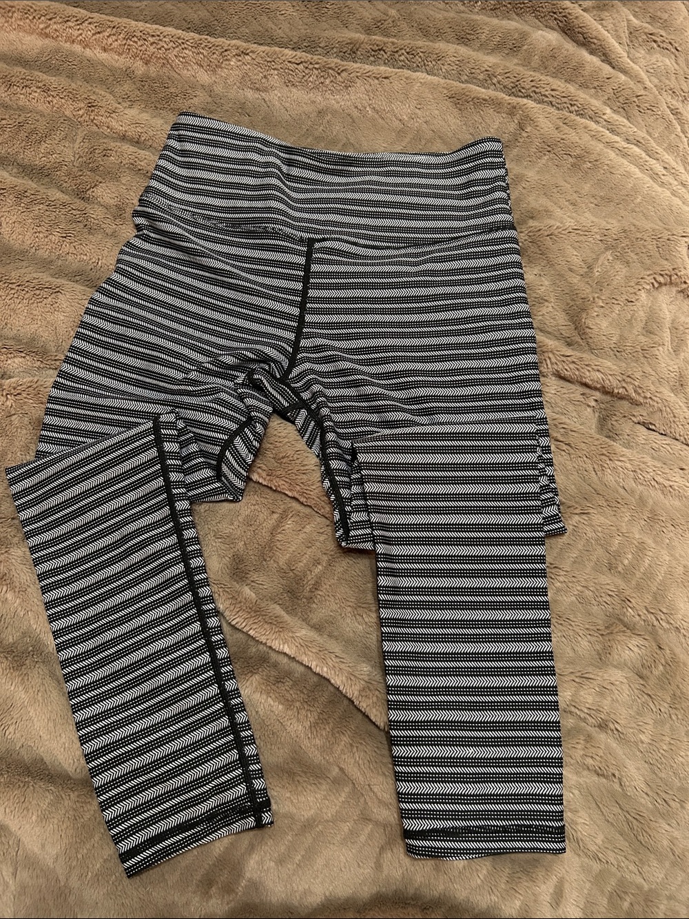 Zyia Black and White Striped Active Leggings